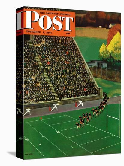 "Onto the Field," Saturday Evening Post Cover, November 1, 1947-John Falter-Stretched Canvas