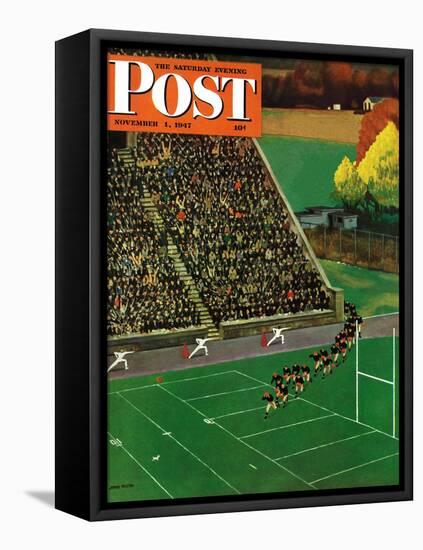 "Onto the Field," Saturday Evening Post Cover, November 1, 1947-John Falter-Framed Stretched Canvas