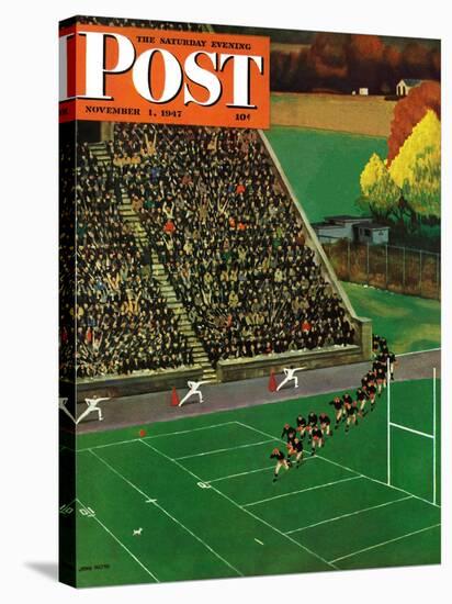 "Onto the Field," Saturday Evening Post Cover, November 1, 1947-John Falter-Stretched Canvas