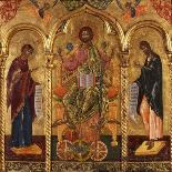 Christ Pantocrator, Virgin and St. John-Onufri Qiprioti-Framed Stretched Canvas