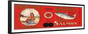 Oona Brand Salmon Label - Doyhop, Alaska-Lantern Press-Framed Premium Giclee Print