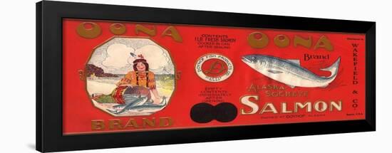 Oona Brand Salmon Label - Doyhop, Alaska-Lantern Press-Framed Art Print