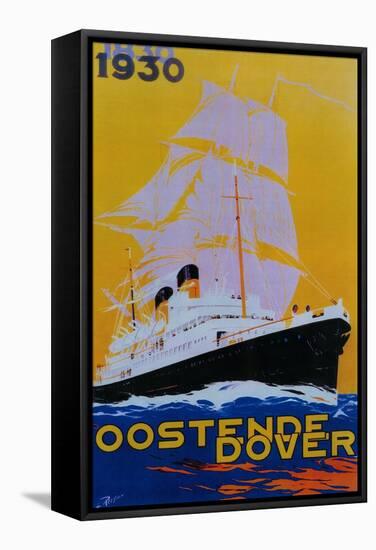 Oostende Dover Vintage Poster - Europe-Lantern Press-Framed Stretched Canvas