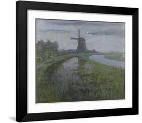 Oostzijdse Mill along the River Gein by Moonlight, c.1903-Piet Mondrian-Framed Premium Giclee Print