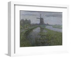 Oostzijdse Mill Along the River Gein by Moonlight, C. 1903-Piet Mondriaan-Framed Art Print