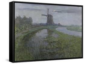 Oostzijdse Mill Along the River Gein by Moonlight, C. 1903-Piet Mondriaan-Framed Stretched Canvas