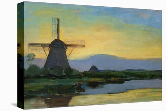 Oostzijdse Mill with Extended Blue, Yellow and Purple Sky, C.1907-Early 1908-Piet Mondrian-Stretched Canvas