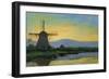 Oostzijdse Mill with Extended Blue, Yellow and Purple Sky, C.1907-Early 1908-Piet Mondrian-Framed Giclee Print