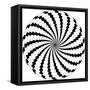 Op Art Rotating Windmills Black and White-Luis Stortini Sabor aka CVADRAT-Framed Stretched Canvas