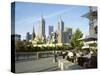 Open Air Cafe, and City Skyline, South Bank Promenade, Melbourne, Victoria, Australia-Peter Scholey-Stretched Canvas
