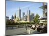 Open Air Cafe, and City Skyline, South Bank Promenade, Melbourne, Victoria, Australia-Peter Scholey-Mounted Photographic Print