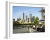 Open Air Cafe, and City Skyline, South Bank Promenade, Melbourne, Victoria, Australia-Peter Scholey-Framed Photographic Print