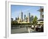 Open Air Cafe, and City Skyline, South Bank Promenade, Melbourne, Victoria, Australia-Peter Scholey-Framed Photographic Print