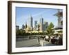 Open Air Cafe, and City Skyline, South Bank Promenade, Melbourne, Victoria, Australia-Peter Scholey-Framed Photographic Print