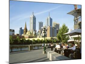 Open Air Cafe, and City Skyline, South Bank Promenade, Melbourne, Victoria, Australia-Peter Scholey-Mounted Photographic Print