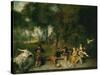 Open Air Party-Jean Antoine Watteau-Stretched Canvas