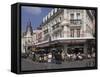 Open Air Pavement Brasserie Restaurant, Trouville, Calvados, Normandy, France-David Hughes-Framed Stretched Canvas