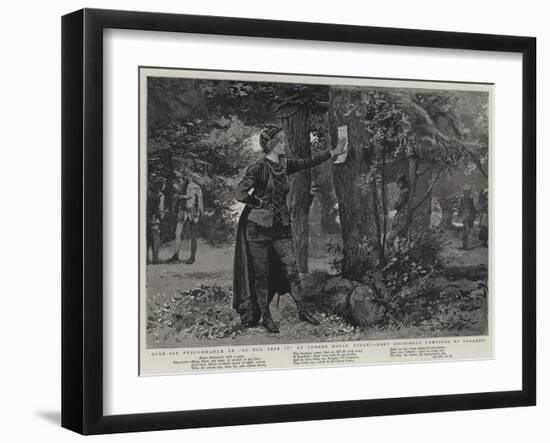 Open-Air Performance of As You Like It at Coombe House, Surrey, Lady Archibald Campbell as Orlando-null-Framed Giclee Print