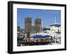 Open Air Restaurants around Harbour, with the Town Hall Behind, Oslo, Norway, Scandinavia, Europe-Richardson Rolf-Framed Photographic Print