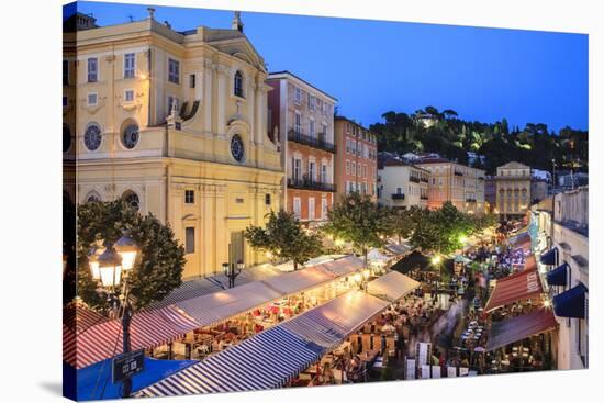 Open Air Restaurants in Cours Saleya-Amanda Hall-Stretched Canvas