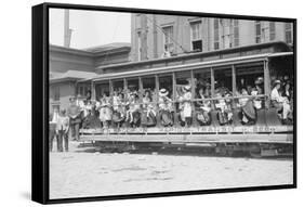 Open Air Trolley of Brooklyn Rapid Transit Is Passenger Packed-null-Framed Stretched Canvas