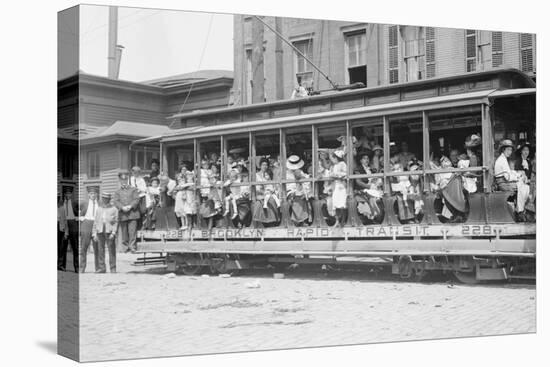 Open Air Trolley of Brooklyn Rapid Transit Is Passenger Packed-null-Stretched Canvas