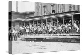 Open Air Trolley of Brooklyn Rapid Transit Is Passenger Packed-null-Stretched Canvas