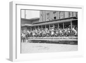 Open Air Trolley of Brooklyn Rapid Transit Is Passenger Packed-null-Framed Art Print