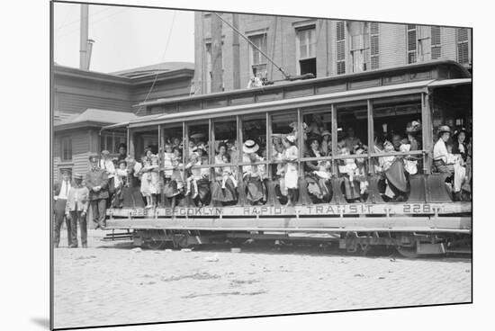 Open Air Trolley of Brooklyn Rapid Transit Is Passenger Packed-null-Mounted Art Print