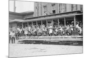 Open Air Trolley of Brooklyn Rapid Transit Is Passenger Packed-null-Mounted Art Print