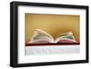 Open Bible on altar, Haute-Savoie, France, Europe-null-Framed Photographic Print
