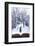 Open Book with Winter Woodland Background and falling Snow-Chris_Elwell-Framed Photographic Print