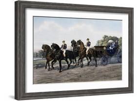 Open Carriage Drawn by Four Horses, 1863, by Guerard, France, 19th Century-null-Framed Giclee Print