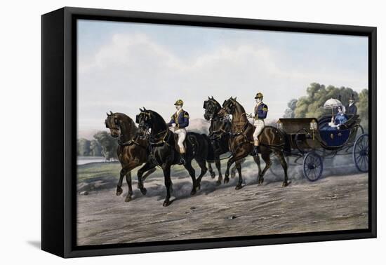 Open Carriage Drawn by Four Horses, 1863, by Guerard, France, 19th Century-null-Framed Stretched Canvas