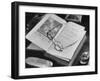 Open Pages of an Old Book, Held Down by a Pair of Steel-Rimmed Spectacles at Mt. Pleasant-null-Framed Photographic Print