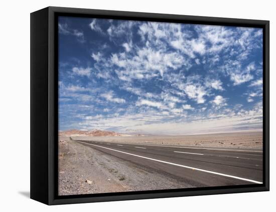 Open Paved Road with No Traffic in Atacama Desert, Chile, South America-Kimberly Walker-Framed Stretched Canvas