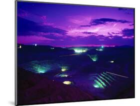 Open-Pit Mining Site at Copper Mine at Night, NM-Lonnie Duka-Mounted Photographic Print