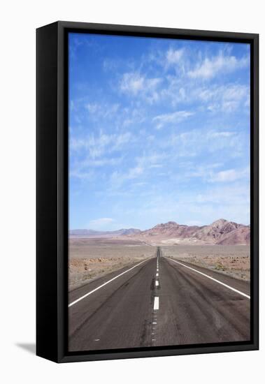 Open Road Paved Highway with No Traffic in Atacama Desert, Chile, South America-Kimberly Walker-Framed Stretched Canvas