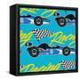 Open Wheel Racing Car Seamless Pattern-Adam Fahey-Framed Stretched Canvas