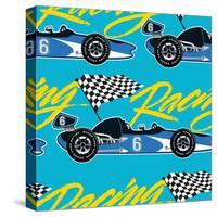 Open Wheel Racing Car Seamless Pattern-Adam Fahey-Stretched Canvas