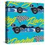 Open Wheel Racing Car Seamless Pattern-Adam Fahey-Stretched Canvas