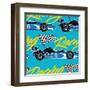 Open Wheel Racing Car Seamless Pattern-Adam Fahey-Framed Art Print