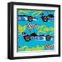 Open Wheel Racing Car Seamless Pattern-Adam Fahey-Framed Art Print