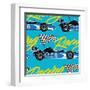 Open Wheel Racing Car Seamless Pattern-Adam Fahey-Framed Art Print