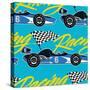 Open Wheel Racing Car Seamless Pattern-Adam Fahey-Stretched Canvas