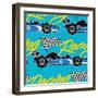 Open Wheel Racing Car Seamless Pattern-Adam Fahey-Framed Art Print