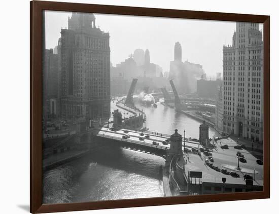 Opened Bridge over River-null-Framed Photographic Print