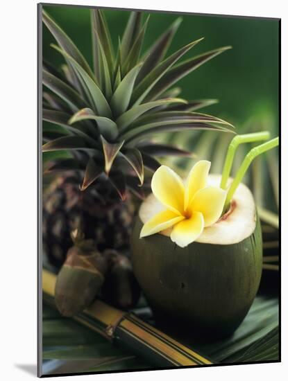 Opened Coconut with Straws and a Pineapple-Vladimir Shulevsky-Mounted Photographic Print