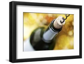 Opening a Wine Bottle with a Corkscrew in a Restaurant-Flynt-Framed Photographic Print