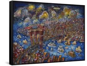 Opening Day 1873 Brooklyn Bridge-Bill Bell-Framed Stretched Canvas